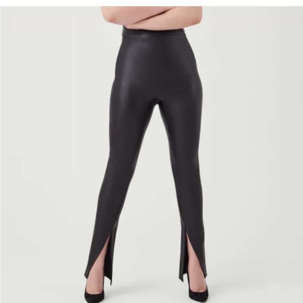 Spanx Leather-like front slit leggings